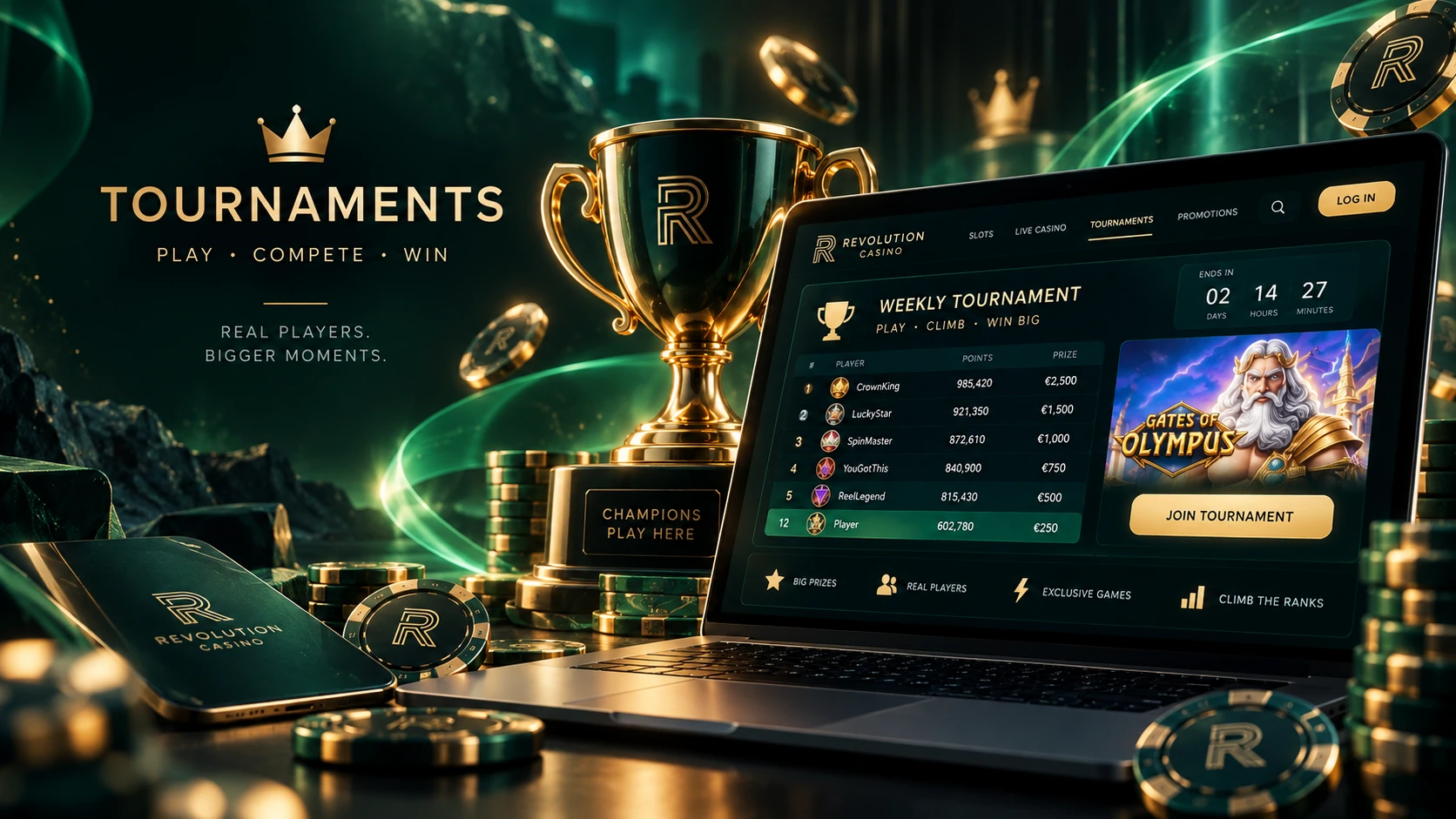 Online Tournaments at Revolution Casino